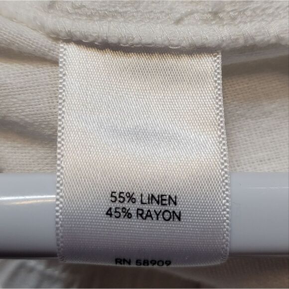 Westbound The Island Crop White Linen Blend Cropped Straight Leg Pants Women's - Picture 10 of 13